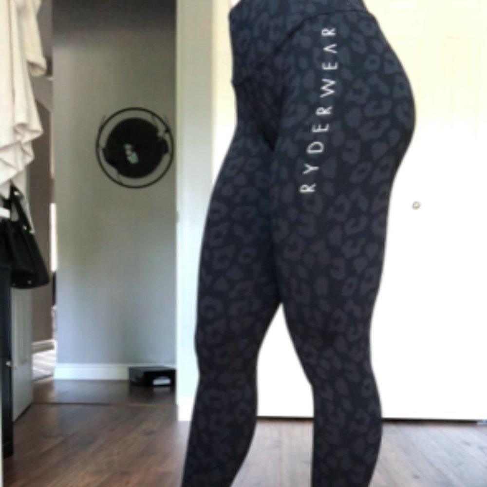 Ryderwear black leopard print tights - Small